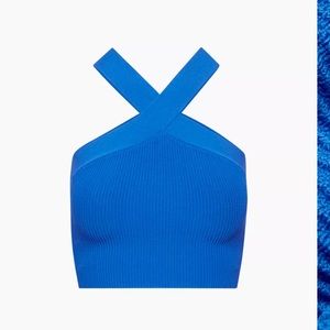 Aritzia Babaton Sculpt knit criss cross halter top